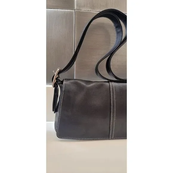 Y2K Vintage Coach East West Leather Cross Body Shoulder Bag 2000s Black Bag Vtg - Picture 2 of 8